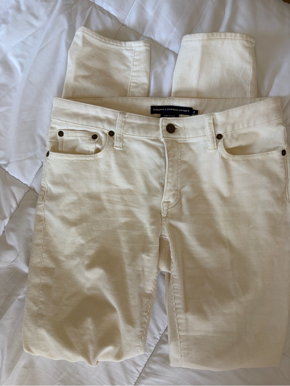 Ralph Lauren Cream Corduroy Straight-Leg Women's Jeans